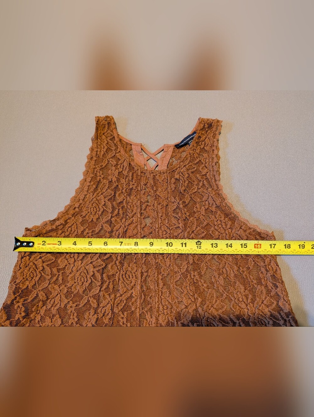 AE Brown Sheer Crochet Lace Sleeveless Cami Tank Top Small S Relaxed Boho Casual - Picture 8 of 8